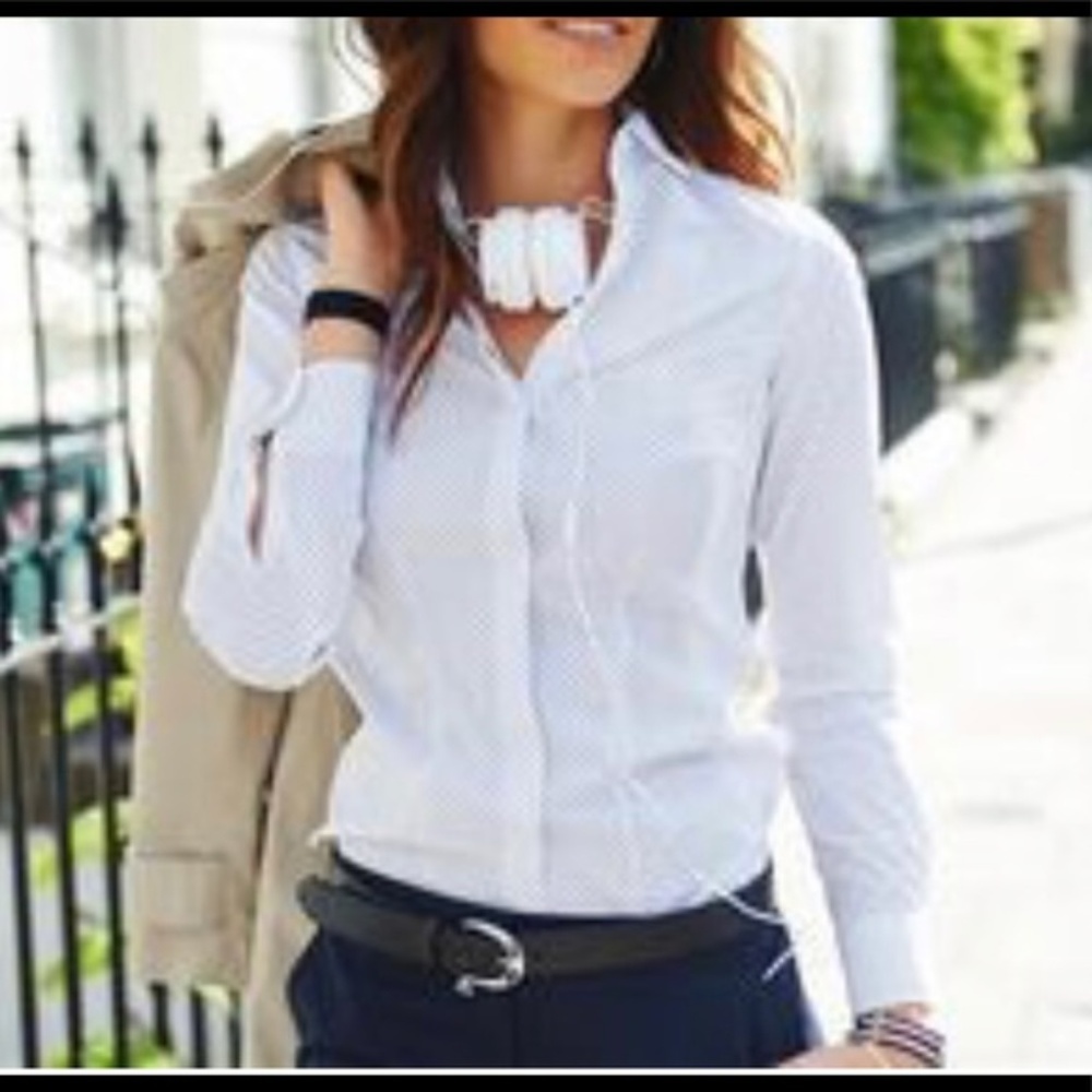 CHARLES TYRWHITT WOMAN WHITE COTTON button up SHIRT TOP no iron 10
